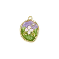 Purple & Green Art Flower Charm