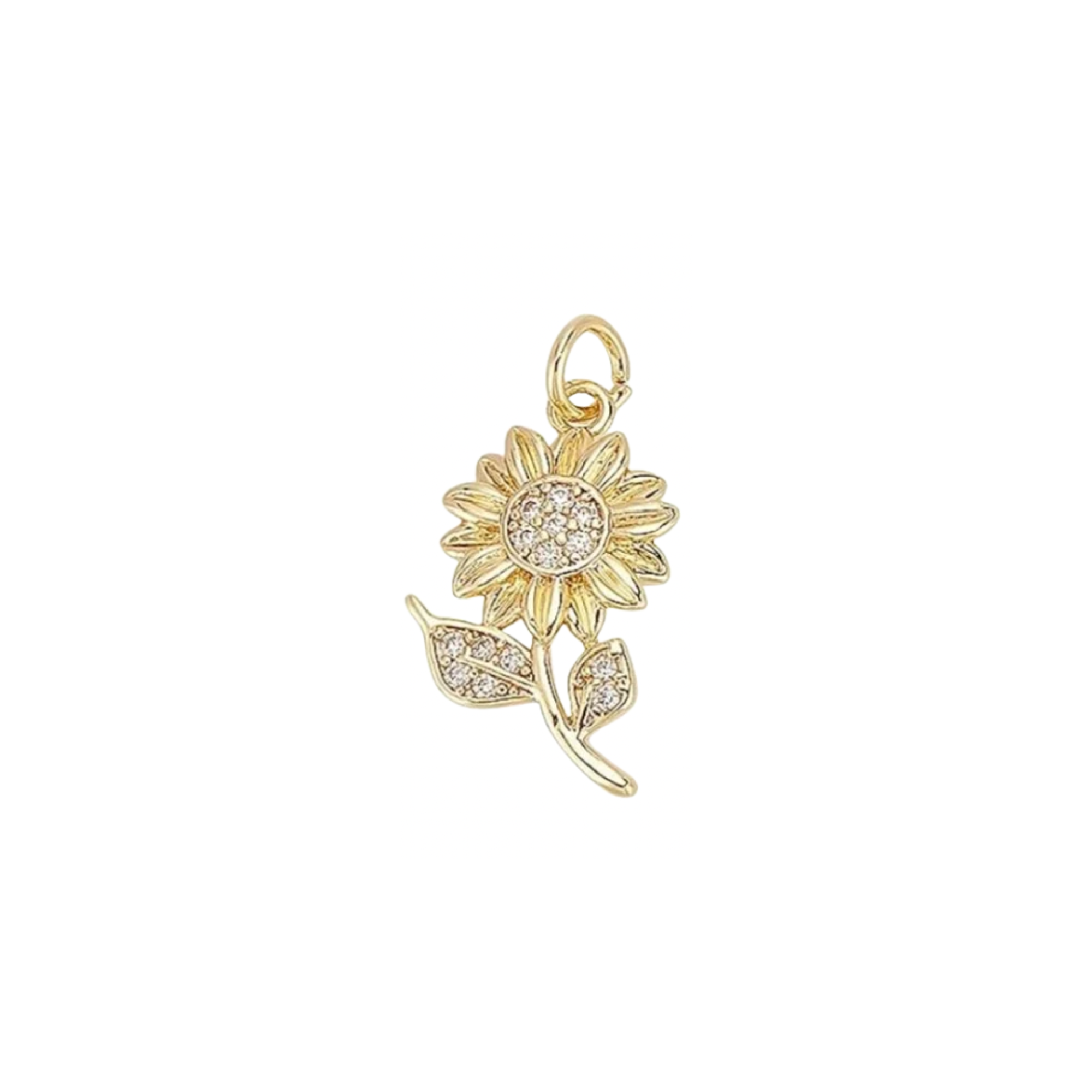 Gold Rhinestone Sunflower Charm