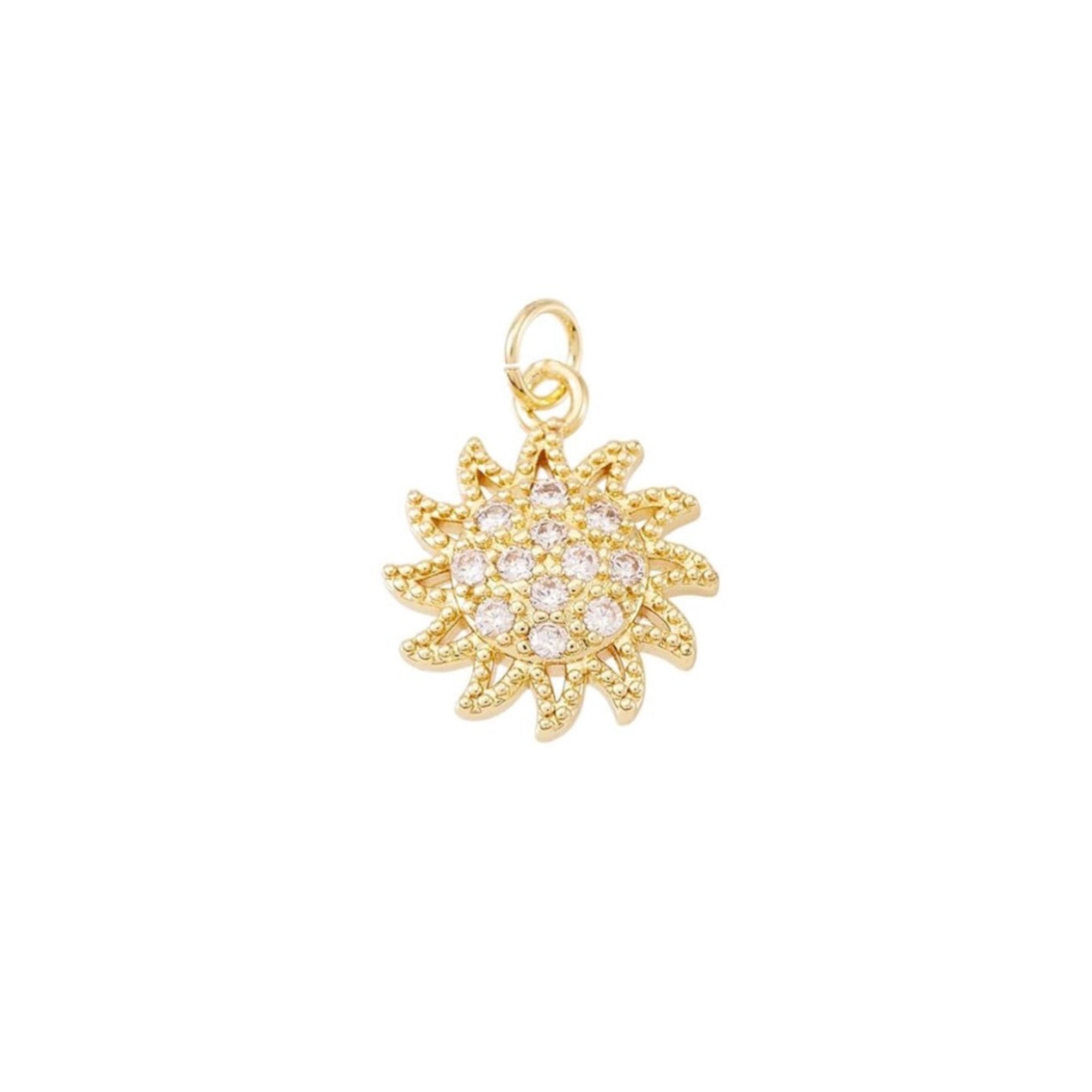 Rhinestone Gold Sun Charm